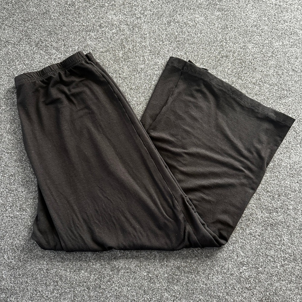 Bryn Walker Womens Black Wide Leg Jersey Knit Elastic Waist Pants Large USA